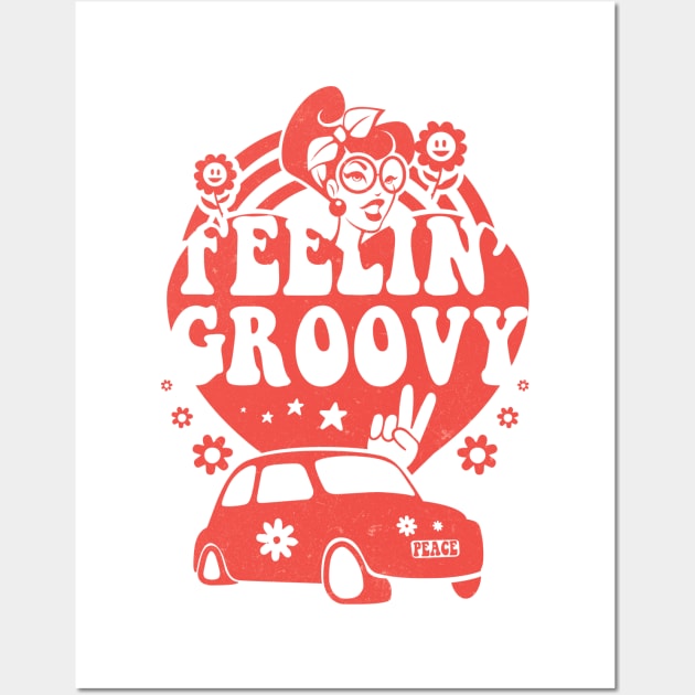 Feeling Groovy: Retro Heart, Car & Girl Wall Art by ivaostrogonac